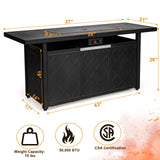 Tangkula 57 Inches Propane Fire Pit Table, Patiojoy 50,000 BTU Outdoor Rectangular FirePit Table