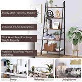 Tangkula Ladder Shelf, 5 Tier Industrial Bookcase, Multifunctional Display Bookshelf