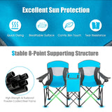 Tangkula Loveseat Camping Chair with Adjustable Shade Canopy