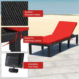 Tangkula Patio Wicker Lounge Chair, Outdoor Rattan Adjustable Reclining Backrest Lounger Chairs