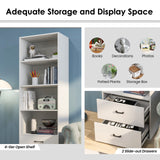 Tangkula 4 Shelf Bookcase with 2 Drawers, 74 Inches 4 Tiers Tall Open Bookshelf with 2 Slide-Out Drawers