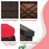 2 Pieces Patio Rattan Ottomans, All Weather Outdoor Footstool Footrest Seat