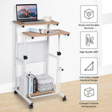 Tangkula Mobile Standing Desk, Height Adjustable Laptop Cart Computer Workstation