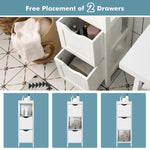Side Floor Cabinet with 2 Switchable Drawers - Tangkula