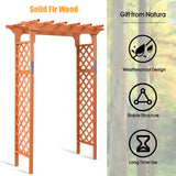 88-Inch Wooden Garden Arbor with Trellis, Decoration Outdoor Rose Arbor with Metal Connection