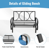 Tangkula 2-Person Outdoor Glider Bench, Swing Seat Bench with Seat & Back Cushions, Sturdy Rustproof Steel Frame