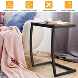Tangkula Couch Table Sofa Side C Table, C-Shaped End Table with Steel Frame, Snack Table TV Tray Table