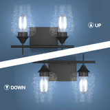 Tangkula 2-Light Wall Sconce, Industrial Vanity Light Fixture with Clear Seeded Glass Lampshade