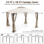 10x12 Ft Gazebo Replacement Canopy Top - Tangkula