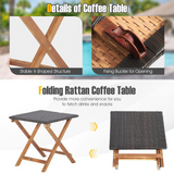 Tangkula 3 Piece Patio Chaise Lounge & Table Set, Outdoor Rattan Lounge Chair