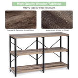 Tangkula Rustic Console Sofa Table, 3 Tier Console Table with Shelves, Industrial Foyer Table with Adjustable Feet, Living Room TV Stand
