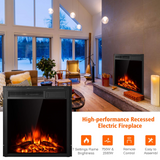 Tangkula Electric Fireplace Insert, Freestanding & Recessed Electric Fireplace Heater with Remote Control