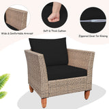 3 Piece Patio Furniture Set, Outdoor Wicker Rattan Bistro Sofa Set