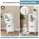 Side Floor Cabinet with 2 Switchable Drawers - Tangkula
