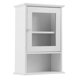 Tangkula Bathroom Cabinet, Wall Mounted Storage Organizer W/Door and Open Shelf, Hanging Medicine Cabinet, White