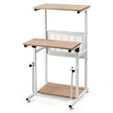 Tangkula Small Standing Desk, Height Adjustable Teacher Podium Stand