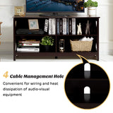 TV Stand for TVs up to 55 Inch, Farmhouse Wood Entertainment Center with X-Shaped Frame & 4 Open Storage Shelves