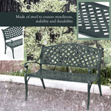 Outdoor Garden Bench Park Bench, All-Weather Cast Aluminum Patio Bench Chair Porch Loveseat