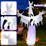 Tangkula 8 FT Halloween Inflatable Ghost, Blow-up Yard Halloween Decorations with Built-in LED Lights & Magic Rotating Lamp