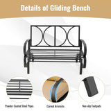 Tangkula 2-Person Outdoor Glider Bench, Swing Seat Bench with Seat & Back Cushions, Sturdy Rustproof Steel Frame