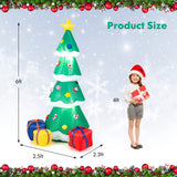 Tangkula 6 FT Inflatable Christmas Tree, Blow up Christmas Tree with 3 Gift Boxes, Self Inflating X-mas Tree with LED Lights