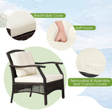 Tangkula 7 Pieces Patio Furniture Set, Outdoor Rattan Conversation Set with Waterproof Cover