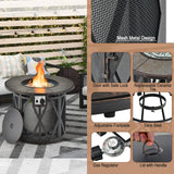 Tangkula 32 Inch Patio Round Fire Pit Table