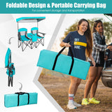 Tangkula Loveseat Camping Chair with Adjustable Shade Canopy