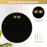 Tangkula 16 Inch Round Wall Mirror, Circular Mirror for Wall with Aluminum Alloy Frame