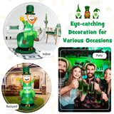 Tangkula 5 FT St Patrick's Day Inflatable Decoration, Lighted Blow up Leprechaun Sitting on Hat & Holding Beer Mug