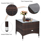 Tangkula 3-Piece Patio Conversation Set, Outdoor Wicker Furniture Set