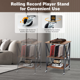 TANGKULA Record Player Stand, 3 Tier Rolling Turntable Stand