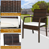 Tangkula 7 Pieces Outdoor Dining Set, Steel Frame Patio Dining Table Set w/ 6 Rattan Armrest Chairs