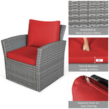 Tangkula 4 Pieces Patio Furniture Set, Outdoor Conversation Set with Cushions and Coffee Table