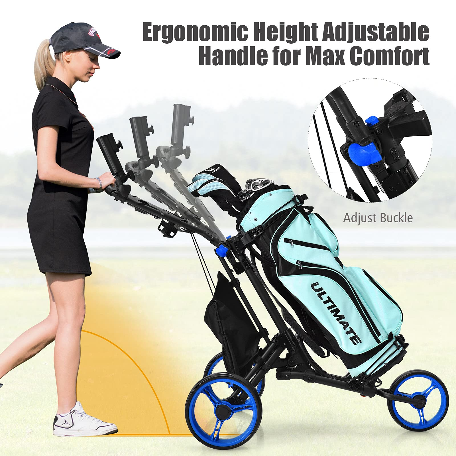 Golf Push Pull Cart - Tangkula