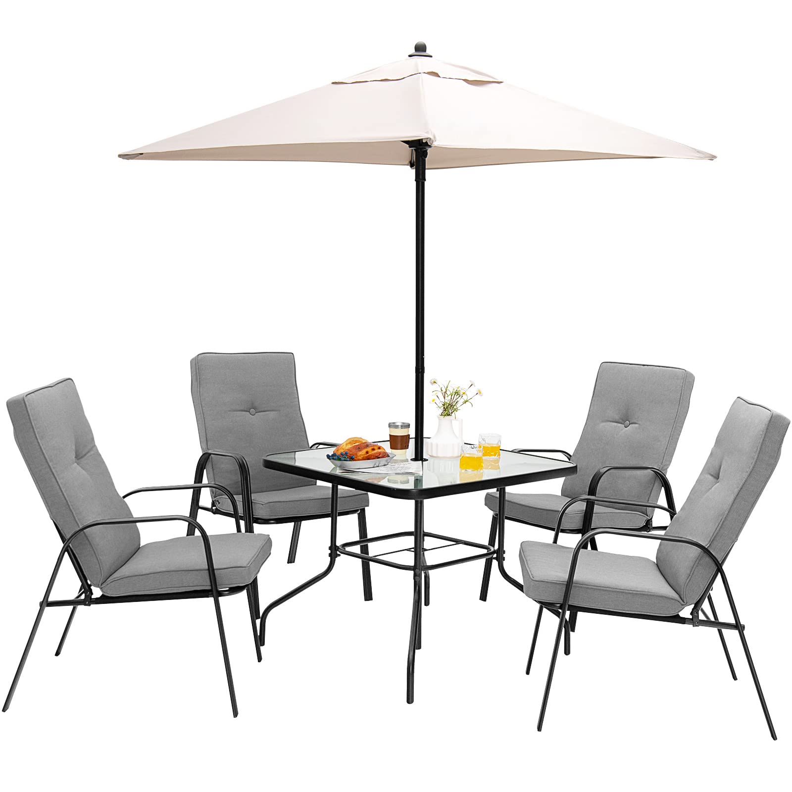 TANGKULA 5 FT Patio Umbrella, Outdoor Table Market Umbrella with Quick – tangkula