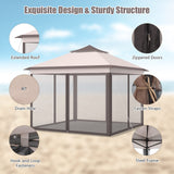 Tangkula 11x11 Ft Pop up Gazebo, 2-Tier Patio Gazebo with Netting, Carry Bag