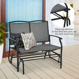 2-Person Patio Swing Glider Bench, Outdoor Rocker Glider Loveseat Chair