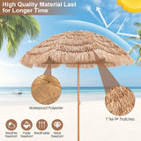 Tangkula 7.2 FT Thatched Patio Umbrella, Hawaiian Style Grass Beach Umbrella with Tilt Adjustment