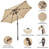 9FT Solar Powered LED Lighted Patio Umbrella, Table Market Umbrella with Tilt and Crank