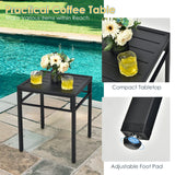 Tangkula 3 Piece Patio Bistro Furniture Set, PE Rattan Chairs with Coffee Table