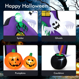 Tangkula 9 FT Tall Halloween Inflatable Castle Archway, Blow-up Walkway w/ Spider, Ghosts, Pumpkins, Cauldron