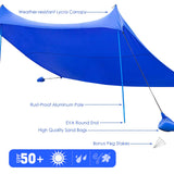 Tangkula Family Beach Sunshade, UPF50+ Sun Shade Tent with Aluminum Poles