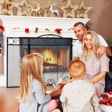 Tangkula 50 x 29 Inches 3-Panel Heat-Resistant Metal Mesh Fireplace Screen