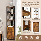 Tangkula Tall Corner Storage Cabinet, 71" Industrial 6 Tier Storage Shelf w/Door Cabinet