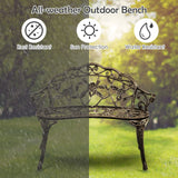 Outdoor Garden Bench Park Bench, All-Weather Patio Bench Chair with Cast Aluminum Seat & Backrest
