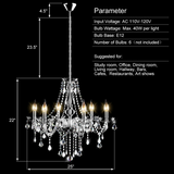 Tangkula Crystal Chandelier, 6 Light Ceiling Lighting Fixture (Transparent)