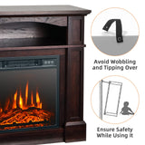 32" Electric Fireplace with Mantel, 1400W Freestanding Heater with Remote Control & Adjustable Brightness