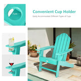 Tangkula Adirondack Chair Outdoor, Fade Resistant HDPE Armchairs with Cup Holder
