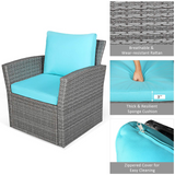 Tangkula 4 Pieces Patio Furniture Set, Outdoor Conversation Set with Cushions and Coffee Table